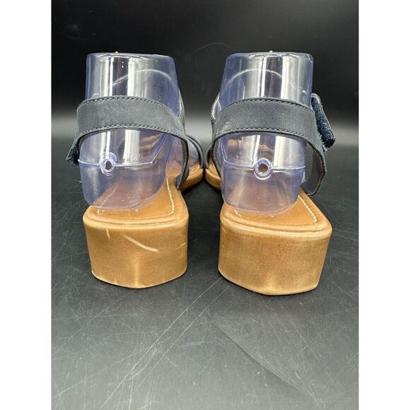 LizFlex by Liz Claiborne Blue Suede Strappy Sandals 7.5M Low Wedge - Picture 3 of 8